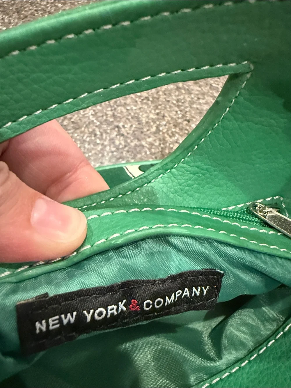 New York & Company Green and Yellow Floral Canvas Clutch